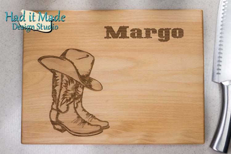 Cowboy Hat and Boots Cutting Board W7